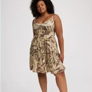 torrid Tropical Mini Crisscross Back Dress Brook Tropical Brown size 14/16